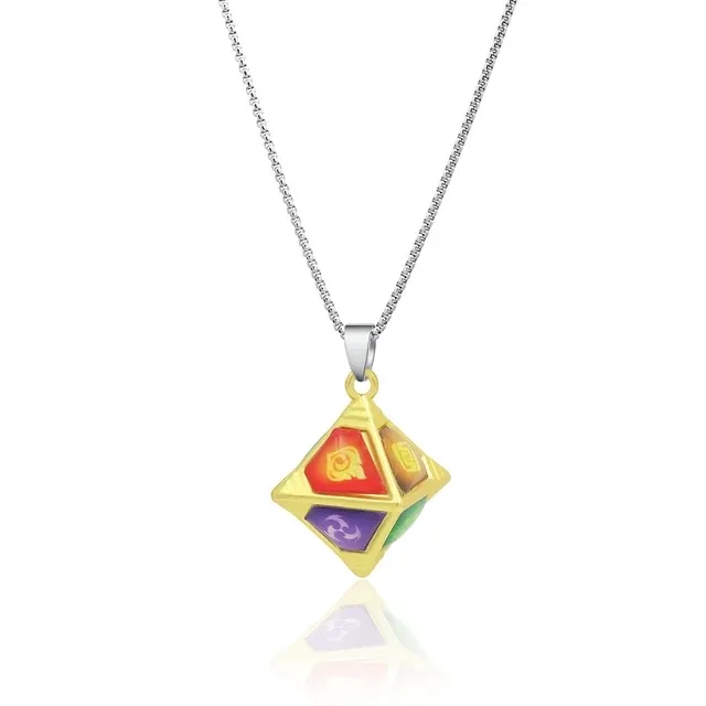 Genshin Impact TCG Genius Invokation 8 Sided Element Dice Pendant Necklace Jewelry Game Accessories Collect Toy Gift