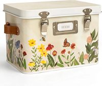 Organisateur de graines en étain de fleurs sauvages boîte de rangement fournitures de jardin pour accessoires de serre de jardinage avec loquets et fenêtre de carte de visite