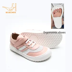 Babyhappy brevet personnalisé pieds nus ergonomique enfants enfant en bas âge Sneaker anti-dérapant bout large en cuir chaussures de sport enfants