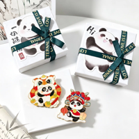 Magnétique de réfrigérateur en émail motif panda mignon, opéra chinois, danse du lion, voilier, coffret cadeau, décoration créative pour la maison, souvenir