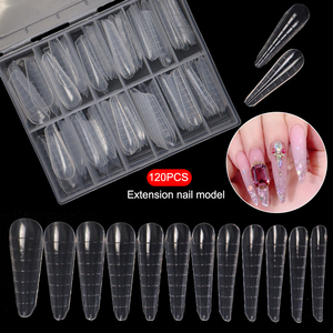 120 <span class=keywords><strong>Uñas</strong></span> Postizas de ABS Transparentes, Molde de Cobertura Completa, <span class=keywords><strong>Uñas</strong></span> de Doble Forma, Extensión de <span class=keywords><strong>Uñas</strong></span>, Puntas de <span class=keywords><strong>Uñas</strong></span> Stiletto, Ataúd, Ovaladas - Product Image 2