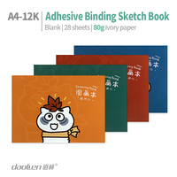 Bloc de dessin A4 multicolore de 28 feuilles, 80 g/m², avec reliure parfaite et couverture en carton blanc