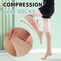 Chaussettes de compression médicale mi-cuisses à bout fermé, personnalisables OEM, fines, respirantes, avec revers tricoté, pour l'été, anti-varices