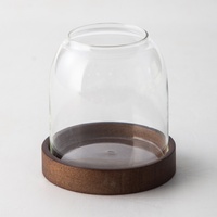 Support de Couverts en Acier Inoxydable avec Base en Bois et Verre Ambré – Organisateur Multifonctionnel pour Ustensiles de Cuisine et Spatules