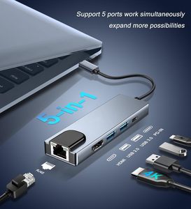 Base de Conexión USB C 5 en 1 con Ethernet RJ45, HDMI 4K, VGA, Carga PD de 100W, Cable de Iluminación y <span class=keywords><strong>Adaptador</strong></span> <span class=keywords><strong>Multipuerto</strong></span> USB 3.0 - Product Image 2