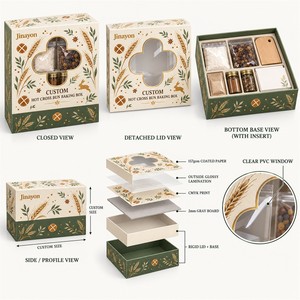 Boîte <span class=keywords><strong>cadeau</strong></span> personnalisée pour la <span class=keywords><strong>chasse</strong></span> aux œufs de Pâques, boîte rigide à deux pièces avec couvercle et base, fenêtre transparente en PVC, finition brillante - Product Image 4