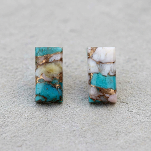 Opale rose naturelle et turquoise bleue 8x16 MM, cabochon rectangulaire lisse poli miroir, pierre précieuse semi-précieuse pour la fabrication de bijoux et la lithothérapie - Product Image 2