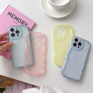 Étui Minimaliste à Motif Ondulé pour iPhone 16 Pro Max, Étui de Protection Transparent en Résine de Couleur Unie Antichoc pour iPhone 15 - Product Image 1
