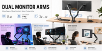 Support d'écran blanc pour moniteur, compatible avec les écrans de 17 à 32 pouces, angle réglable à 360 degrés, fixation au bord du bureau