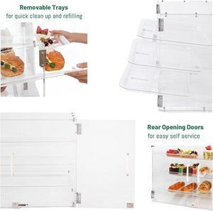 Espositore da banco commerciale moderno portatile a 3 ripiani in acrilico <span class=keywords><strong>per</strong></span> pasticcerie, facile da montare - Product Image 2