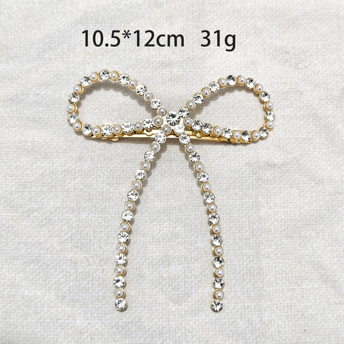 Alloy Sparkling Rhinestone Bowknot Hair Clip for Women 