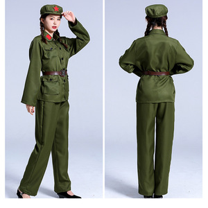 Conjunto de Uniforme Militar para Niños Yiku, Color Verde Ejército, Disfraz Unisex para Actuaciones Escénicas - Product Image 1