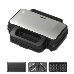 Machine à <span class=keywords><strong>sandwich</strong></span> détachable 3 en 1 métallique classique avec revêtement antiadhésif Grille à tranches 2 grandes pour un nettoyage facile pour un usage domestique - Product Image 3