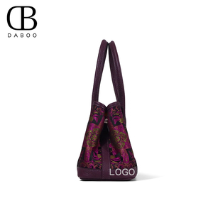 Túi đeo vai nữ bằng da kiểu dáng sang trọng, chất liệu vải gấm Trung Quốc mới, phối họa tiết, hàng chính hãng - Product Image 4