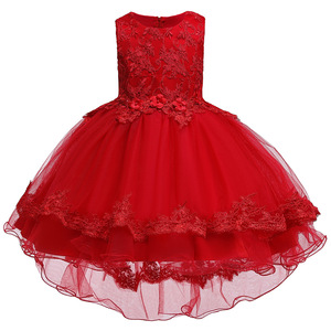 Vestido de Princesa de Tul para Niñas, Color Azul Claro, Corte en A, Bordado con Flores - Product Image 4