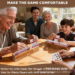 Soporte de madera para cartas de juego con ranuras ensanchadas para adultos y niños, accesorio para juegos de escritorio - Product Image 3