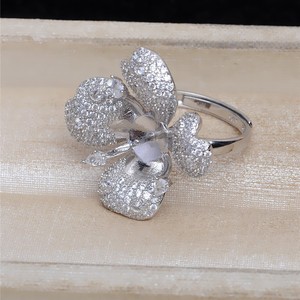Anillo de Plata S925 con Circonita, Anillo Abierto Hecho a Mano con Cuentas Grandes de 10-12 mm, Accesorios para Perlas, Componentes de Joyería Vacíos JG5432 - Product Image 4