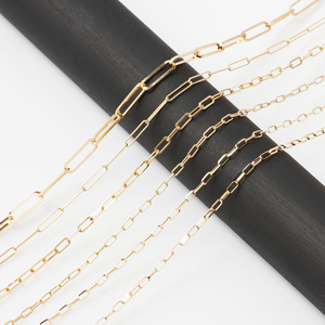 Chaînes de bijoux de mode en or massif pur, plaqué or 14 carats, laiton, collier lariat à fermoir ouvert en forme de trombone - Product Image 4