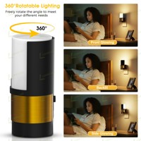 Lampes de nuit LOHAS, lumière blanc chaud, à intensité variable, avec capteur, modernes, 180 °   Lampe de nuit LED rotative à brancher sur prise murale pour enfants et adultes