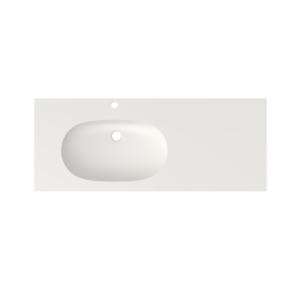 Maydon, lavabo de mármol blanco mate montado en la pared, lavabo de baño cuadrado, accesorio de baño de resina sólida - Product Image 1