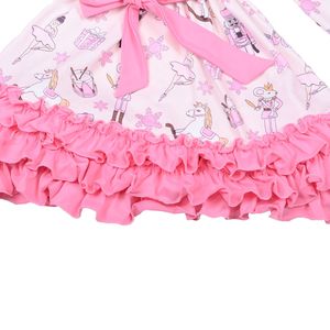 Vestido de Algodón de Bambú con Estampado Personalizado de Fábrica al por Mayor para Niñas, Vestido con Lazo en la Espalda, Estilo Otoñal, para Bebés y Niñas Pequeñas, Largo hasta la Rodilla, Corte en A - Product Image 5