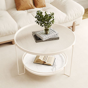 Mesa de centro de vidrio templado Changhong, mesa redonda minimalista moderna para sala de estar pequeña, fácil de limpiar - Product Image 4