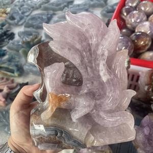 Grosir alami ukiran batu akik hewan rubah penyembuhan kristal kuarsa hewan kerajinan untuk dekorasi - Product Image 1