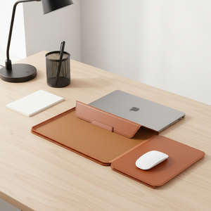 Nouvelle conception de support d'ordinateur <span class=keywords><strong>portable</strong></span> pliable en cuir, étui de protection imperméable 2 en 1 en cuir PU pour ordinateurs portables de 13/14/15,6 pouces - Product Image 2