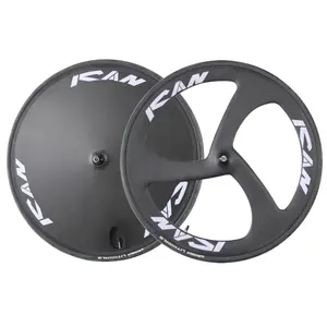 700C Racefiets Voor 3 Spaken Clincher 3 S Wielen Achter Carbon Clincher Disc Wielset Fit Voor Road Tt Fiets