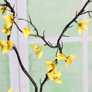 QIHAO Golden Forsythia Artificial <b>Flowers</b> Plastic <b>Silk</b> High Simulation Home Decor Wedding Outdoor Props - Product Image 4