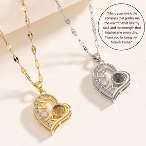 Collana dell'<span class=keywords><strong>Amore</strong></span> Proiettata <span class=keywords><strong>in</strong></span> <span class=keywords><strong>100</strong></span> <span class=keywords><strong>Lingue</strong></span>, Piena di Diamanti, Catena a Forma di Cuore per Clavicola, Regalo per Migliori Amici e Coppie - Product Image 1