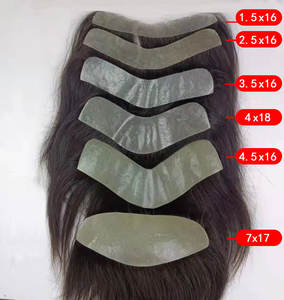 Vente chaude 100% système de remplacement de morceau de cheveux humains remy pour hommes toupet avant 6 pouces peau mince pu Base délié noir naturel - Product Image 3