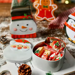 Милая Рождественская пустая металлическая Жестяная Коробка 10,5*12,5*5 см Милая металлическая Жестяная Банка подарочная упаковка для детского печенья конфеты и бисквита подарки - Product Image 4