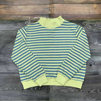 Sudadera de Moda al por Mayor de Alta Calidad, Oversize, de Algodón French Terry, con Logotipo Bordado Personalizado, Cuello Alto a Rayas para Mujer