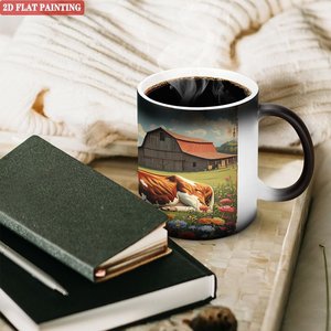 Taza de Cerámica Esmerilada de 11 oz, Negra, Activada por Calor, para Café, Té, Manualidades, Diseño Artístico - Product Image 3