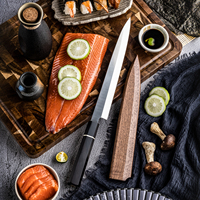 Grandsharp Premium 9.3 ''Couteau à sushi Yanagiba Japonais Sashimi Poisson Saumon Couteaux Yanagiba avec manche en bois d'ébène et corne de buffle