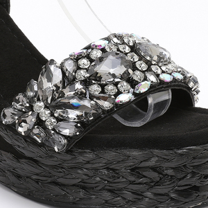 <span class=keywords><strong>Zapatos</strong></span> de Mujer Europeos de Primavera/Verano, Ligeros y de Alta Calidad, Sandalias de Tacón de <span class=keywords><strong>Cuña</strong></span> <span class=keywords><strong>con</strong></span> Diamantes Brillantes, Tallas Grandes, Sexy - Product Image 2