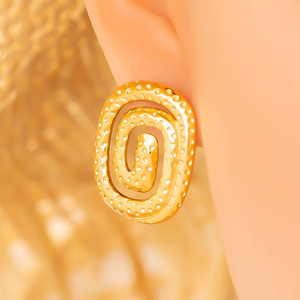 <b>Stud</b> Earrings Geometric Heart Shape 18K Gold <b>Titanium</b> Steel Color Preserving Fashion Jewelry - Product Image 4