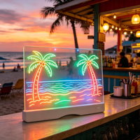 Lampe de Table LED Néon Tactile à 7 Couleurs Changeantes, Tableau Lumineux Effaçable en Acrylique pour Messages, Décoration de Fêtes DIY, Lampe de Nuit Décorative
