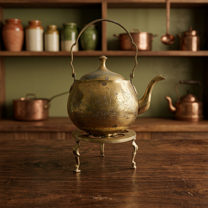 Bouilloire à thé vintage en laiton avec couvercle, poignée en métal, pot à eau, bouilloires, article de cuisine décoratif - Product Image 2