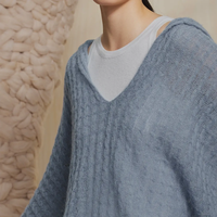Streetwear Mohair Pull à capuche en laine de mouton de couleur unie col en v pour femmes