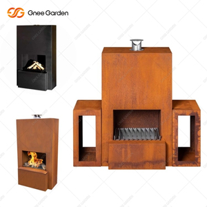 Cheminée extérieure autoportante en acier corten à bois avec supports à bûches intégrés 40000-44999 BTU pour jardin Table de foyer extérieur - Product Image 2