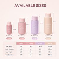 Emballage cosmétique de luxe personnalisé avec logo, 100 ml, 250 ml, 300 ml, 400 ml, en plastique PE rond, toucher doux, mat, de qualité supérieure, pour la série de soins capillaires et de la peau