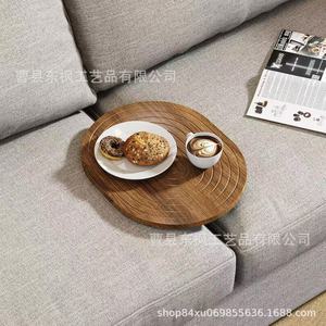 Dongfeng Oval Wooden Sofa <b>Gap</b> Tray For Snacks Breakfast Tea Coffee Minimalist Design - Product Image 3
