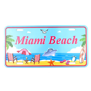 Fabricación de logotipo personalizado de metal de aluminio Placa de Número de coche Miami playa Placa de coche de recuerdo turístico - Product Image 2