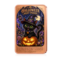 Barre de cuivre pur .999 de 5 oz, design artistique « Pumpkin King », souvenir de collection pour Halloween, destinée aux grossistes, aux magasins de cadeaux et aux détaillants de produits pour fêtes