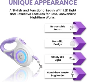 Meilleures fournitures pour chiens : laisse rétractable en plastique lumineuse avec lumière LED de sécurité frontale, laisse d'entraînement anti-emmêlement à 360°, ultime - Product Image 5