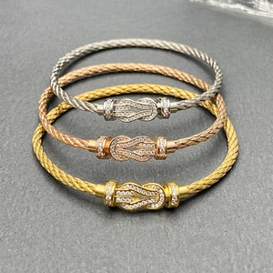 Bracelet <span class=keywords><strong>Fred</strong></span> de haute qualité avec fermoir en forme de huit coloré, bijoux vintage de luxe unisexe, vente en gros, bracelet en acier inoxydable plaqué or 18 carats - Product Image 6