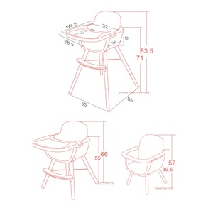 Seggiolone Multifunzione per Bambini 2 in 1 in Legno, Sedia da Pranzo per l'Alimentazione dei Bambini, Vendita all'Ingrosso - Product Image 6