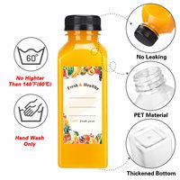 Botellas de Plástico para Jugo de 360 ml con Tapas, Botellas Reutilizables con Cepillo, Embudo y Etiquetas para Jugos y Smoothies de 12 oz
